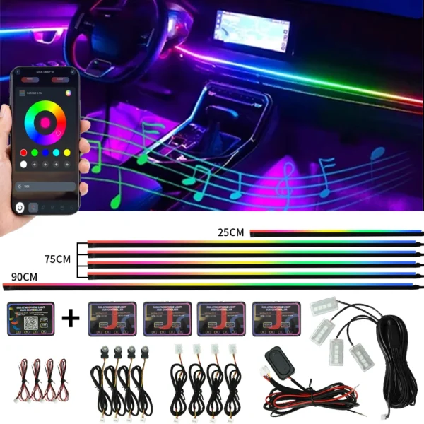 Symphony 18IN1 Car Ambient Light Colorful LED Neon Interior Rainbow Acrylic Light strip Decorative 10/6IN1 Car Atmosphere Light
