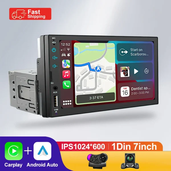 HD 7inch IPS Touch Screen Universal 1Din Caplay Android auto Car Radio Stereo Multimedia Player Autoaudio FM Receiver Monitor
