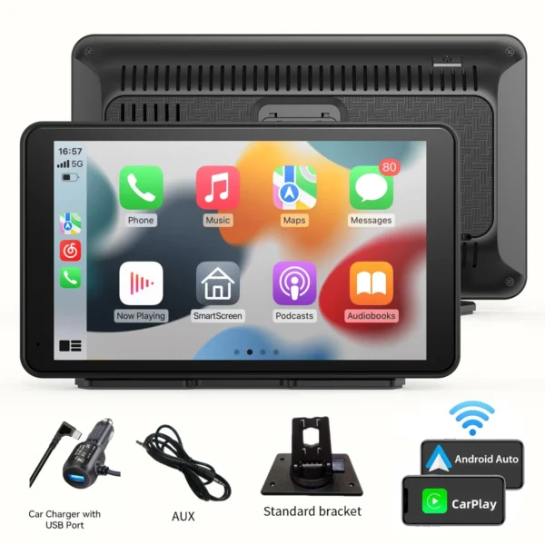 7 Inch Touch Screen Radio for Car Supporting Carplay & Android Auto，Portable Wireless Carplay Screen for Car,Car Audio Receiver
