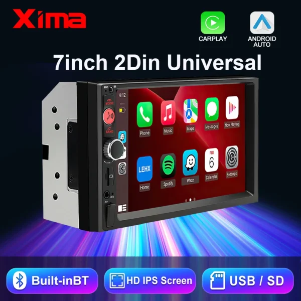 XIMA 2Din 7" IPS Universal Wireless CarPlay Android Auto Car Radio Stereo Multimedia Autoaudio FM Receiver Mirror Link Monitor