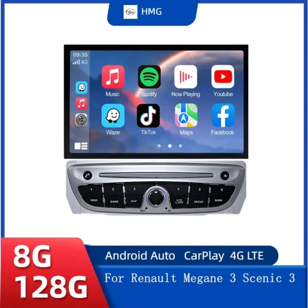 HMG Android Radio For Renault Scenic3 Megane 3 Carplay Autoradio wireless Carplay Autoradio Car Multimedia GPS navigation no DVD