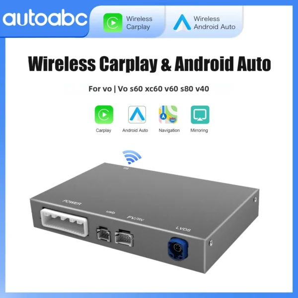 For Volvo XC60 XC70 S60 S80 V60 V70 V40 Wireless Carplay Android Auto Modulo AI Box Decoder Support Camera Airplay